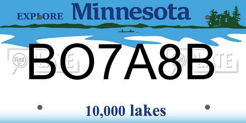 BO7A8B Minnesota License Plate