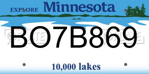BO7B869 Minnesota License Plate