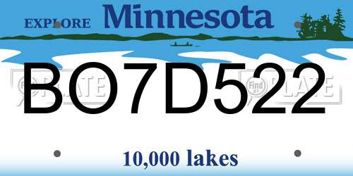 BO7D522 Minnesota License Plate