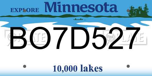 BO7D527 Minnesota License Plate