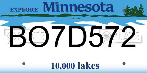 BO7D572 Minnesota License Plate