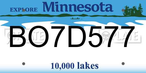 BO7D577 Minnesota License Plate
