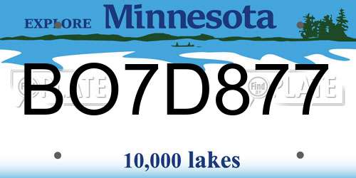 BO7D877 Minnesota License Plate