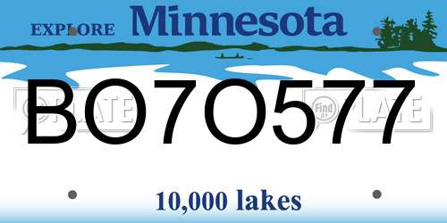 BO7O577 Minnesota License Plate