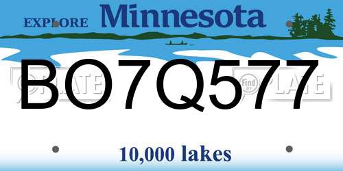 BO7Q577 Minnesota License Plate