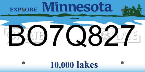 BO7Q827 Minnesota License Plate