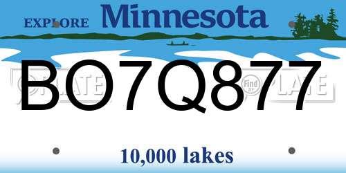 BO7Q877 Minnesota License Plate