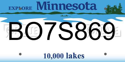 BO7S869 Minnesota License Plate