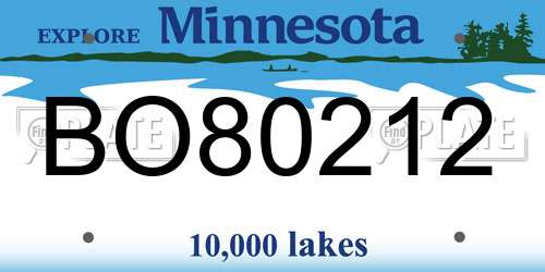 BO80212 Minnesota License Plate