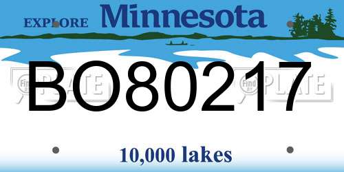 BO80217 Minnesota License Plate