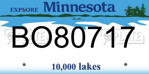 BO80717 Minnesota License Plate