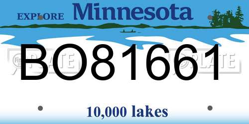 BO81661 Minnesota License Plate