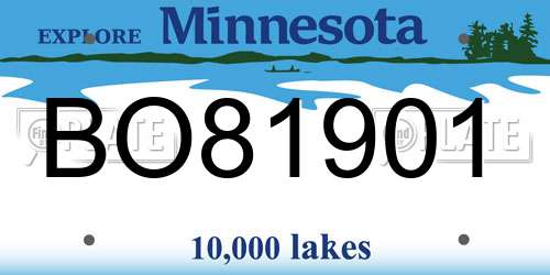 BO81901 Minnesota License Plate