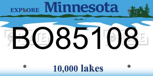 BO85108 Minnesota License Plate