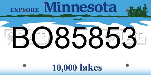 BO85853 Minnesota License Plate