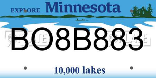 BO8B883 Minnesota License Plate