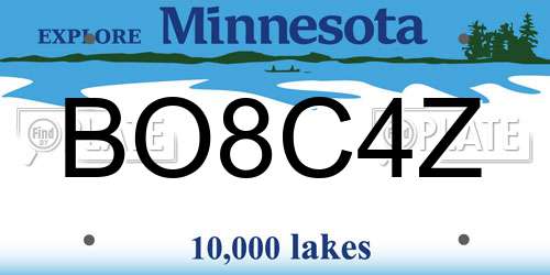BO8C4Z Minnesota License Plate