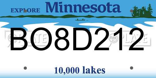 BO8D212 Minnesota License Plate
