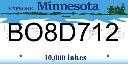 BO8D712 Minnesota License Plate