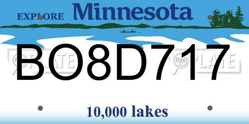 BO8D717 Minnesota License Plate