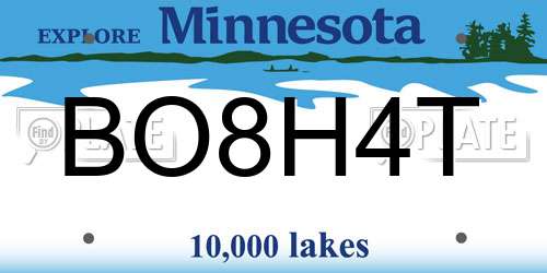 BO8H4T Minnesota License Plate