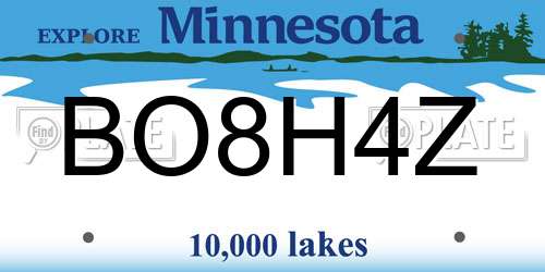 BO8H4Z Minnesota License Plate