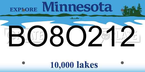 BO8O212 Minnesota License Plate