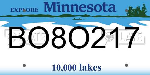 BO8O217 Minnesota License Plate