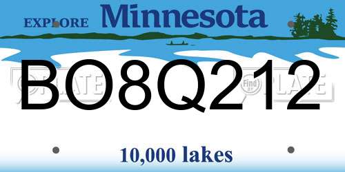 BO8Q212 Minnesota License Plate