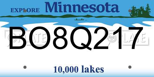 BO8Q217 Minnesota License Plate