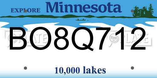 BO8Q712 Minnesota License Plate
