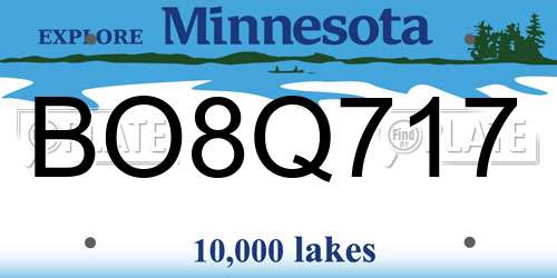 BO8Q717 Minnesota License Plate