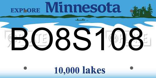 BO8S108 Minnesota License Plate