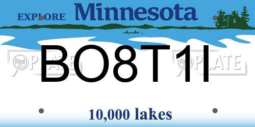 BO8T1I Minnesota License Plate