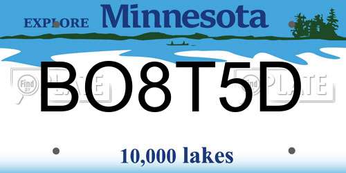 BO8T5D Minnesota License Plate