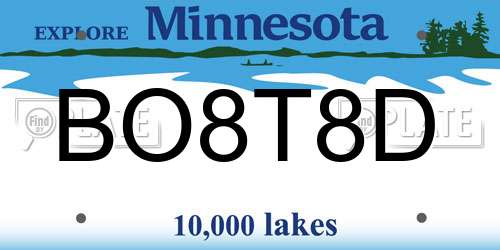 BO8T8D Minnesota License Plate