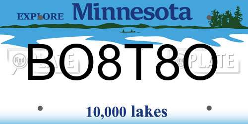 BO8T8O Minnesota License Plate
