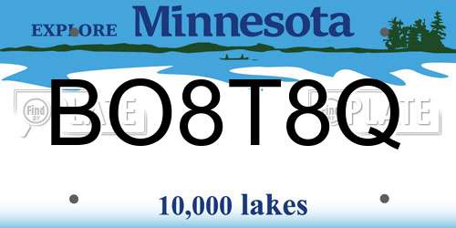 BO8T8Q Minnesota License Plate