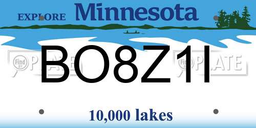 BO8Z1I Minnesota License Plate