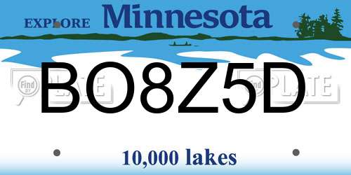 BO8Z5D Minnesota License Plate