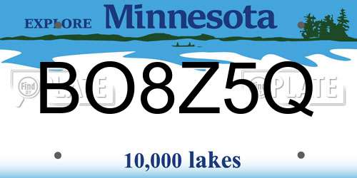 BO8Z5Q Minnesota License Plate