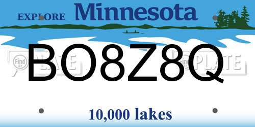BO8Z8Q Minnesota License Plate