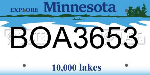 BOA3653 Minnesota License Plate