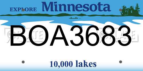 BOA3683 Minnesota License Plate