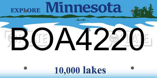 BOA4220 Minnesota License Plate