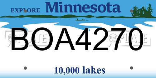 BOA4270 Minnesota License Plate