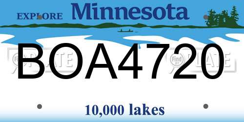 BOA4720 Minnesota License Plate