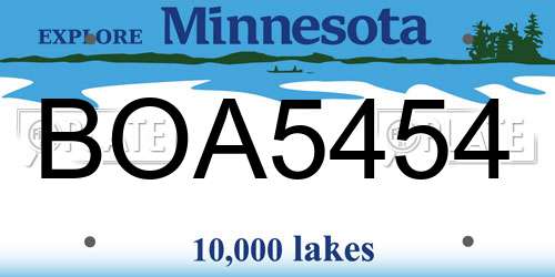 BOA5454 Minnesota License Plate