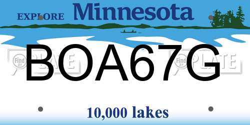 BOA67G Minnesota License Plate