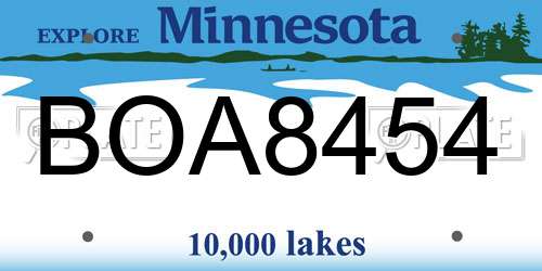 BOA8454 Minnesota License Plate